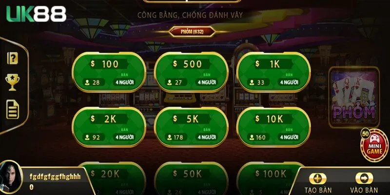 Các tựa game làm nên tên tuổi của game bài UK88 